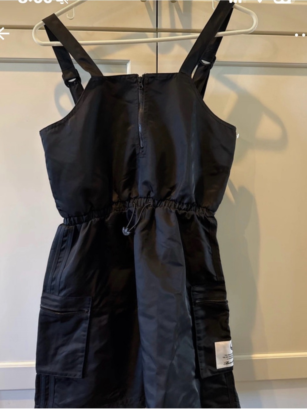 Y2K adidas Black Cargo Romper dress with Drawstring Waist